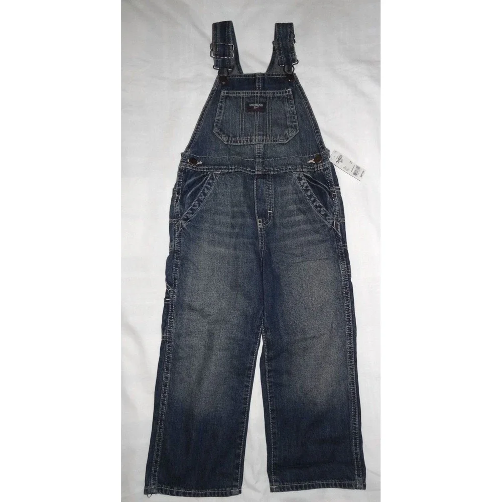 Boys OshKosh One-Piece Brooklyn overall conductor Bib Blue Jeans 18M - Picture 9 of 9